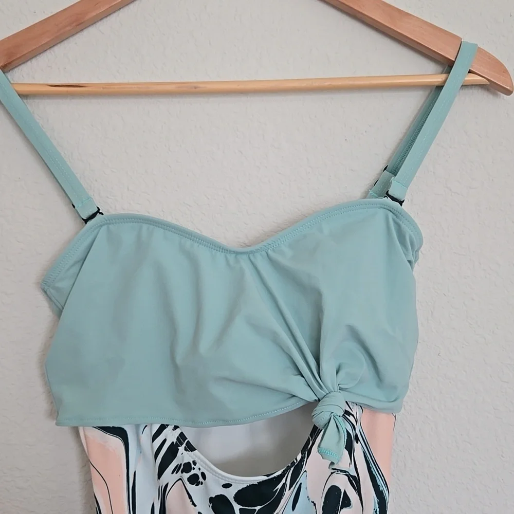 Flagpole NYC Nora Stylish Teal and Patterned One-Piece Swimsuit Summer